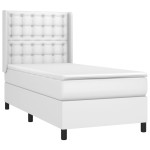 vidaXL Pat cu arcuri, saltea și LED, alb, 90x190 cm, piele ecologică vidaXL Pat cu arcuri, saltea și LED, alb, 90x190 cm, piele ecologică