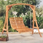 vidaXL Balansoar pat, 115x147x46 cm, lemn masiv curbat cu finisaj tec vidaXL Balansoar pat, 115x147x46 cm, lemn masiv curbat cu finisaj tec