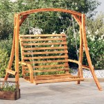 vidaXL Banchetă leagăn, 126x63x92 , lemn masiv curbat cu finisaj tec vidaXL Banchetă leagăn, 126x63x92 , lemn masiv curbat cu finisaj tec