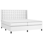 vidaXL Pat cu arcuri, saltea și LED, alb, 200x200 cm, piele ecologică vidaXL Pat cu arcuri, saltea și LED, alb, 200x200 cm, piele ecologică
