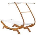vidaXL Pat de exterior cu baldachin, crem, 100x190x134 cm, lemn masiv vidaXL Pat de exterior cu baldachin, crem, 100x190x134 cm, lemn masiv