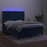 vidaXL Pat cu arcuri, saltea și LED, gri închis, 140x200 cm, catifea