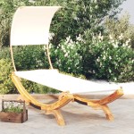 vidaXL Pat de exterior cu baldachin, crem, 100x200x126 cm, lemn masiv vidaXL Pat de exterior cu baldachin, crem, 100x200x126 cm, lemn masiv