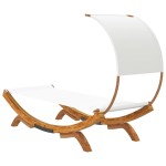 vidaXL Pat de exterior cu baldachin, crem, 100x200x126 cm, lemn masiv vidaXL Pat de exterior cu baldachin, crem, 100x200x126 cm, lemn masiv