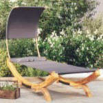 vidaXL Pat de exterior cu baldachin antracit 100x200x126 cm lemn masiv vidaXL Pat de exterior cu baldachin antracit 100x200x126 cm lemn masiv