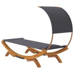 vidaXL Pat de exterior cu baldachin antracit 100x200x126 cm lemn masiv vidaXL Pat de exterior cu baldachin antracit 100x200x126 cm lemn masiv