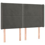 vidaXL Pat cu arcuri, saltea și LED, gri închis, 140x190 cm, catifea