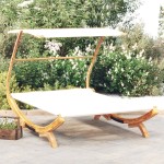 vidaXL Pat de exterior cu baldachin, crem, 165x203x138 cm, lemn masiv vidaXL Pat de exterior cu baldachin, crem, 165x203x138 cm, lemn masiv