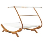 vidaXL Pat de exterior cu baldachin, crem, 165x203x138 cm, lemn masiv vidaXL Pat de exterior cu baldachin, crem, 165x203x138 cm, lemn masiv