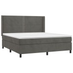 vidaXL Pat cu arcuri, saltea și LED, gri închis, 160x200 cm, catifea vidaXL Pat cu arcuri, saltea și LED, gri închis, 160x200 cm, catifea