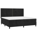 vidaXL Pat cu arcuri, saltea și LED, negru, 200x200 cm, catifea