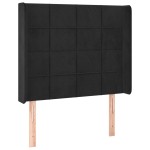 vidaXL Pat cu arcuri, saltea și LED, negru, 90x200 cm, catifea