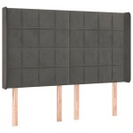 vidaXL Pat cu arcuri, saltea și LED, gri închis, 140x190 cm, catifea