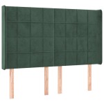 vidaXL Pat cu arcuri, saltea și LED, verde închis, 140x190 cm, catifea vidaXL Pat cu arcuri, saltea și LED, verde închis, 140x190 cm, catifea