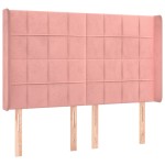 vidaXL Pat cu arcuri, cu saltea și LED, roz, 140x190 cm catifea