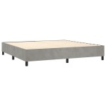 vidaXL Pat cu arcuri, saltea și LED, gri deschis, 200x200 cm, catifea