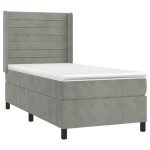 vidaXL Pat cu arcuri, cu saltea & LED, gri deschis, 80x200 cm, catifea vidaXL Pat cu arcuri, cu saltea & LED, gri deschis, 80x200 cm, catifea