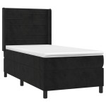 vidaXL Pat cu arcuri, saltea și LED, negru, 90x200 cm, catifea vidaXL Pat cu arcuri, saltea și LED, negru, 90x200 cm, catifea