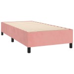 vidaXL Pat cu arcuri, saltea și LED, roz, 100x200 cm, catifea