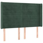 vidaXL Pat cu arcuri, saltea și LED, verde închis, 140x190 cm, catifea vidaXL Pat cu arcuri, saltea și LED, verde închis, 140x190 cm, catifea