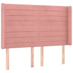 vidaXL Pat cu arcuri, cu saltea și LED, roz, 140x190 cm catifea