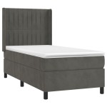 vidaXL Pat cu arcuri, saltea și LED, gri închis, 90x190 cm, catifea