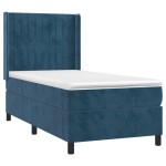 vidaXL Pat cu arcuri, saltea și LED, bleumarin, 90x190 cm, catifea