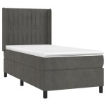 vidaXL Pat cu arcuri, saltea și LED, gri închis, 90x200 cm, catifea
