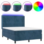 vidaXL Pat cu arcuri, saltea și LED, gri închis, 140x200 cm, catifea vidaXL Pat cu arcuri, saltea și LED, gri închis, 140x200 cm, catifea
