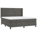 vidaXL Pat cu arcuri, saltea și LED, gri închis, 160x200 cm, catifea vidaXL Pat cu arcuri, saltea și LED, gri închis, 160x200 cm, catifea