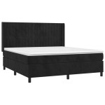 vidaXL Pat cu arcuri, saltea și LED, negru, 160x200 cm, catifea vidaXL Pat cu arcuri, saltea și LED, negru, 160x200 cm, catifea