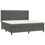 vidaXL Pat cu arcuri, saltea și LED, gri închis, 200x200 cm, catifea