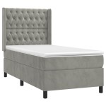 vidaXL Pat cu arcuri, cu saltea & LED, gri deschis, 80x200 cm, catifea vidaXL Pat cu arcuri, cu saltea & LED, gri deschis, 80x200 cm, catifea