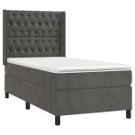 vidaXL Pat cu arcuri, saltea și LED, gri închis, 90x190 cm, catifea vidaXL Pat cu arcuri, saltea și LED, gri închis, 90x190 cm, catifea