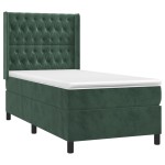 vidaXL Pat cu arcuri, saltea și LED, verde, 90x200 cm, catifea vidaXL Pat cu arcuri, saltea și LED, verde, 90x200 cm, catifea