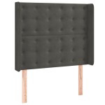vidaXL Pat cu arcuri, saltea și LED, gri închis, 90x190 cm, catifea