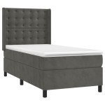 vidaXL Pat cu arcuri, saltea și LED, gri închis, 90x200 cm, catifea vidaXL Pat cu arcuri, saltea și LED, gri închis, 90x200 cm, catifea