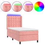 vidaXL Pat cu arcuri, saltea și LED, negru, 90x200 cm, catifea vidaXL Pat cu arcuri, saltea și LED, negru, 90x200 cm, catifea