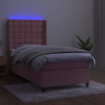 vidaXL Pat cu arcuri, saltea și LED, negru, 90x200 cm, catifea vidaXL Pat cu arcuri, saltea și LED, negru, 90x200 cm, catifea