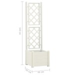vidaXL Jardinieră de grădină cu spalier, alb, 43x43x142 cm, PP