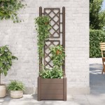 vidaXL Jardinieră de grădină cu spalier, cafeniu, 43x43x142 cm, PP