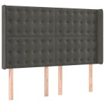 vidaXL Pat cu arcuri, saltea și LED, gri închis, 140x190 cm, catifea