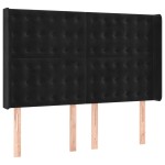 vidaXL Pat cu arcuri, saltea și LED, negru, 140x190 cm, catifea
