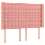 vidaXL Pat cu arcuri, cu saltea și LED, roz, 140x190 cm catifea