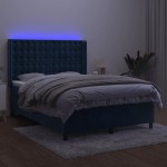vidaXL Pat cu arcuri, saltea și LED, gri închis, 140x200 cm, catifea