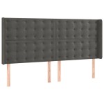 vidaXL Pat cu arcuri, saltea și LED, gri închis, 160x200 cm, catifea