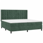 vidaXL Pat cu arcuri, saltea și LED, verde închis, 200x200 cm, catifea vidaXL Pat cu arcuri, saltea și LED, verde închis, 200x200 cm, catifea