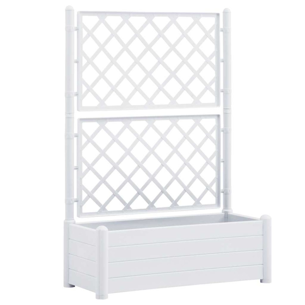 vidaXL Jardinieră de grădină cu spalier, alb, 100 x 43 x 142, PP