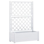 vidaXL Jardinieră de grădină cu spalier, alb, 100 x 43 x 142, PP