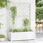 vidaXL Jardinieră de grădină cu spalier, alb, 100 x 43 x 142, PP